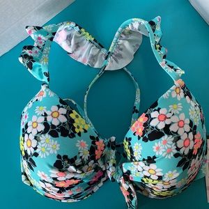 California Waves MULTI Floral Ruffle Underwire Bikini Swim Top